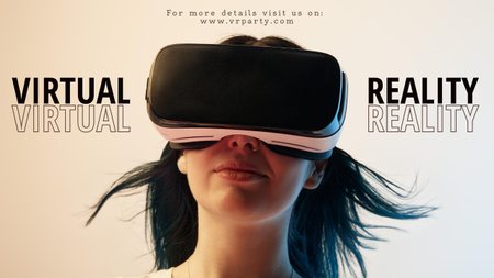Plantilla de diseño de Anuncio de juegos de realidad virtual con mujer con gafas Youtube Thumbnail 