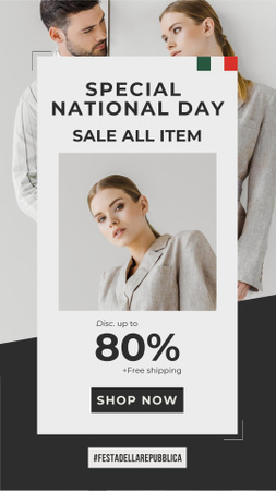Fashion Sale by Italian Republic Day Instagram Story Design Template