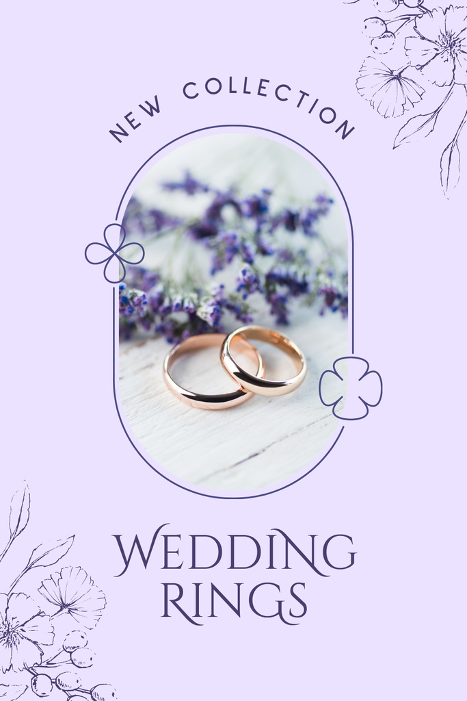 New Bridal Ring Collection Announcement with Lavender Pinterest Tasarım Şablonu