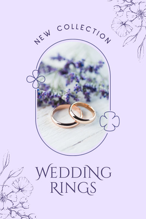 Template di design Annuncio della nuova collezione di anelli da sposa con lavanda Pinterest