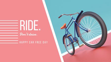 Car free day with Bicycle Title Design Template