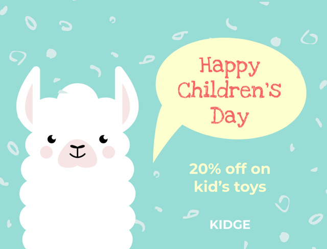 Children's Day Discount whit Cute Lamb Postcard 4.2x5.5in Design Template