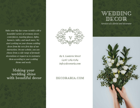 Wedding Decor Offer with Bouquet of Tender Flowers Brochure 8.5x11in Design Template