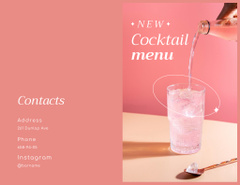 New Cocktail with Pink Beverage in Glass