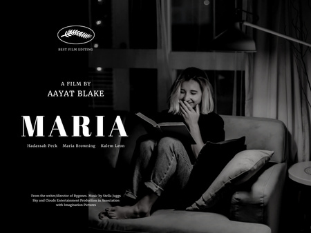 Designvorlage Filmankündigung mit Frau liest Buch auf dem Sofa für Poster 18x24in Horizontal