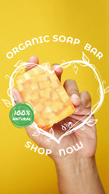 Organic Handmade Soap Bar With Pieces In Yellow Instagram Video Story Πρότυπο σχεδίασης