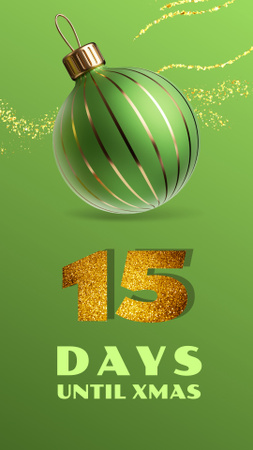 Christmas Holiday Countdown With Bauble In Green Instagram Story Design Template