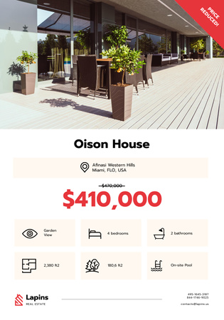 Real Estate Ad with Modern House Facade Poster 28x40in Design Template