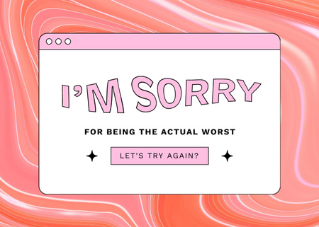 Cute Apology Phrase on Pink Pattern Postcard 5x7in Design Template