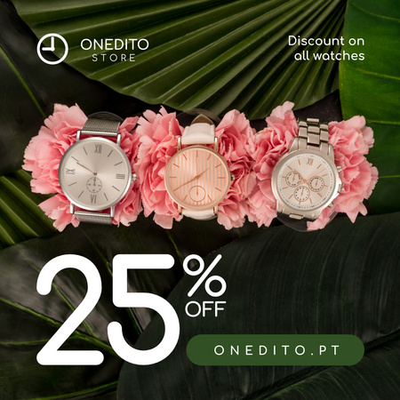 Template di design Orologi in vendita nel negozio di accessori sui fiori Instagram