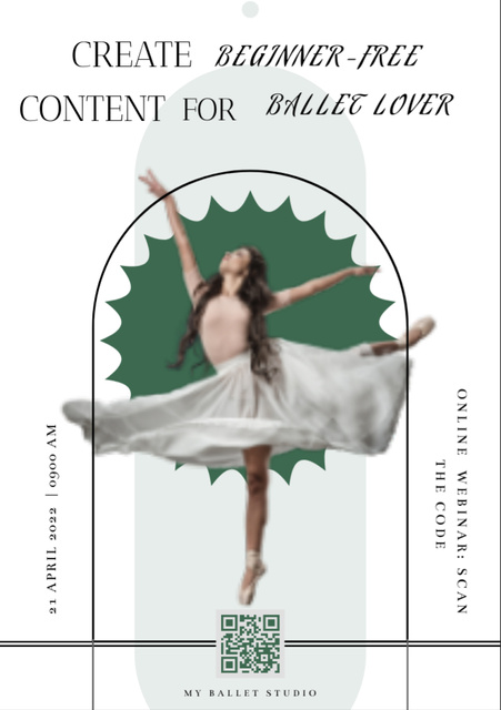 Ballet Studio Ad with Woman Ballerina Flyer A7 Design Template