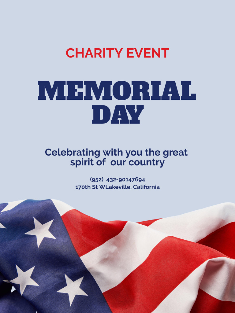 Plantilla de diseño de Memorial Day Charity Event Poster US 