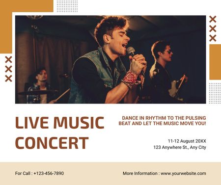 Live Music Concert Announcement with Singer Facebook Design Template