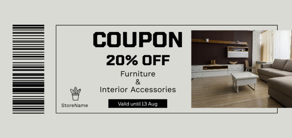 Ontwerpsjabloon van Coupon Din Large van Furniture and Interior Accessories Sale Offer