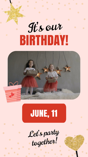 Birthday Party Announcement With Presents Instagram Video Story Šablona návrhu