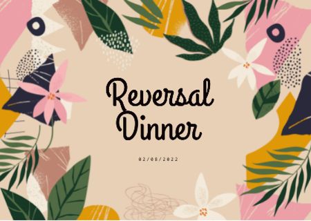 Reversal Dinner Announcement in Floral Frame Card Modelo de Design