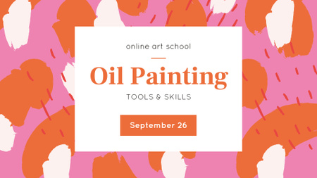 Art School Online Lessons Announcement FB event cover Πρότυπο σχεδίασης