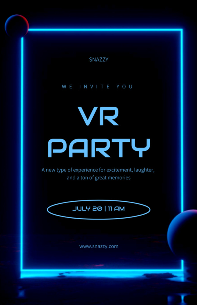 Platilla de diseño Virtual Party Cosmic in Blue Neon Invitation 5.5x8.5in