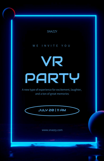 Platilla de diseño Virtual Party Cosmic in Blue Neon Invitation 5.5x8.5in