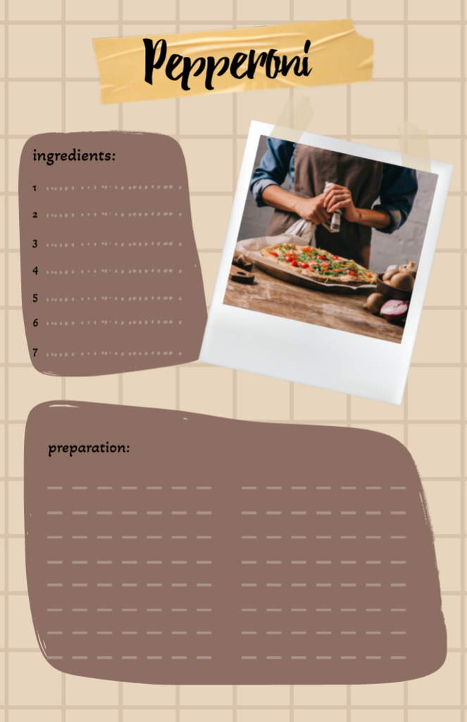 Delicious Pepperoni Pizza on Plate Recipe Card – шаблон для дизайну