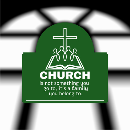 Plantilla de diseño de Frase sobre Iglesia con Cruz y Biblia Instagram 
