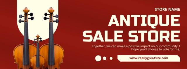 Authentic Cello And Violins Offer In Antique Shop Facebook cover tervezősablon
