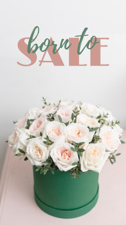 Bright White Roses Bouquet Sale Offer Instagram Story Design Template
