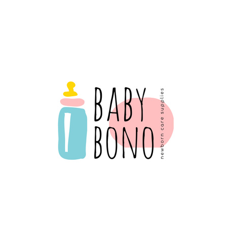 Kids' Products Ad with Baby Bottle Icon Logo 1080x1080px Tasarım Şablonu
