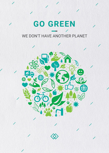 Ecology Concept with Cartoon Green Nature Icons Flayer Modelo de Design