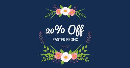 Easter Offer with Floral Wreath Facebook AD Design Template