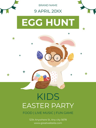 Kids Easter Party Ad Poster US Design Template