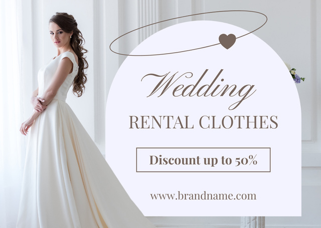 Discount on Wedding Rental Clothes Card Modelo de Design