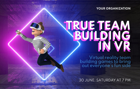Virtual Team Building Party in Metaverse Invitation 4.6x7.2in Horizontal Design Template