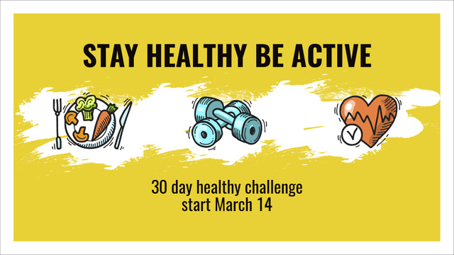 Healthy Challenge offer on Yellow FB event cover Tasarım Şablonu