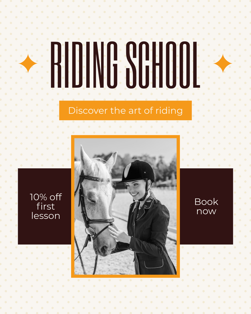 Art of Horse Riding Training at School Instagram Post Vertical – шаблон для дизайну