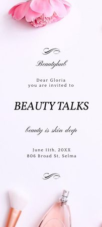 Beauty Event Announcement With Tender Flowers Invitation 9.5x21cm Design Template