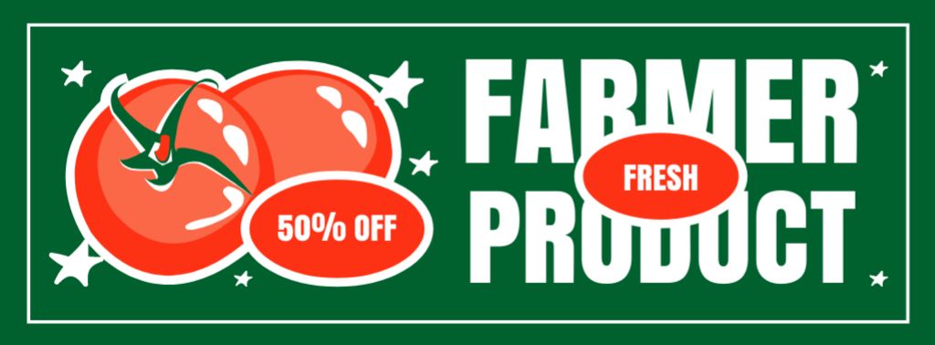 Discount Offer on Farm Products with Red Tomatoes Facebook cover tervezősablon