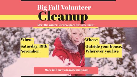 Designvorlage Woman at Winter Volunteer clean up für Title