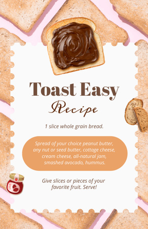 Toast with Сhocolate Recipe Cardデザインテンプレート