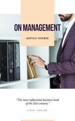 Guide offer for Managers with Businessman by Shelves with Folders