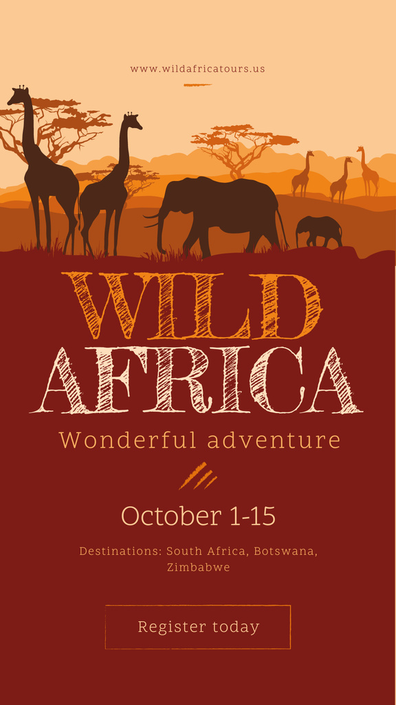 Designvorlage Wild African animals in natural habitat für Instagram Story