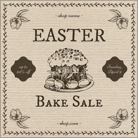 Designvorlage Bakery Advertisement with Easter Cake and Eggs für Instagram