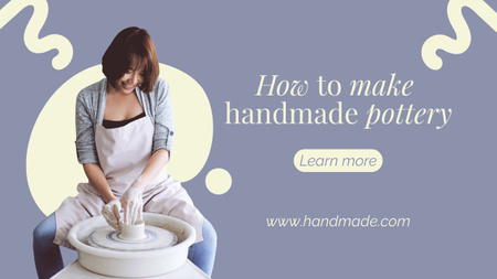 Template di design Smiling Young Woman Working with Pottery Wheel Youtube Thumbnail