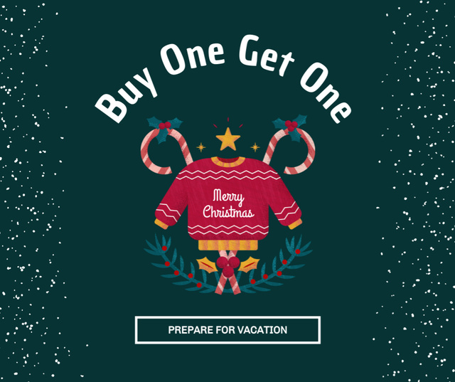 Template di design Christmas Holiday Sale Announcement in Green Facebook