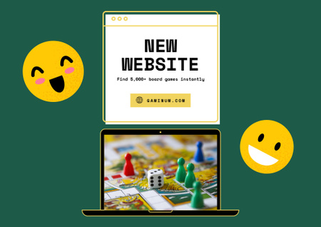 Template di design Amazing Board Games Website Promotion In Green Poster B2 Horizontal