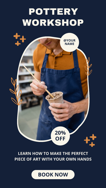 Pottery Workshop With Discount In Blue Instagram Story Design Template