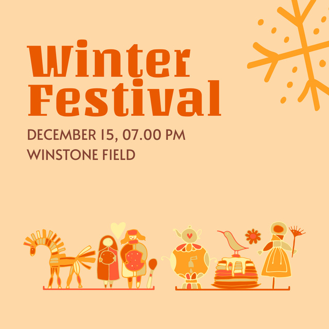 Winter Festival Announcement on Orange Instagram Modelo de Design