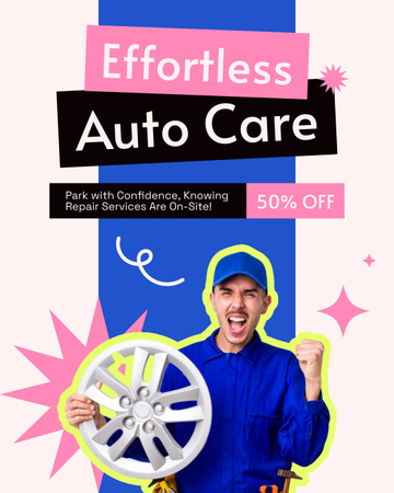 Discount on Parking and Professional Car Repair Instagram Post Vertical Design Template