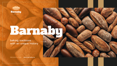 Bakery Ad with Fresh Bread Loaves Presentation Wide Design Template