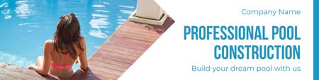 Professional Pool Construction Company Services LinkedIn Cover Design Template